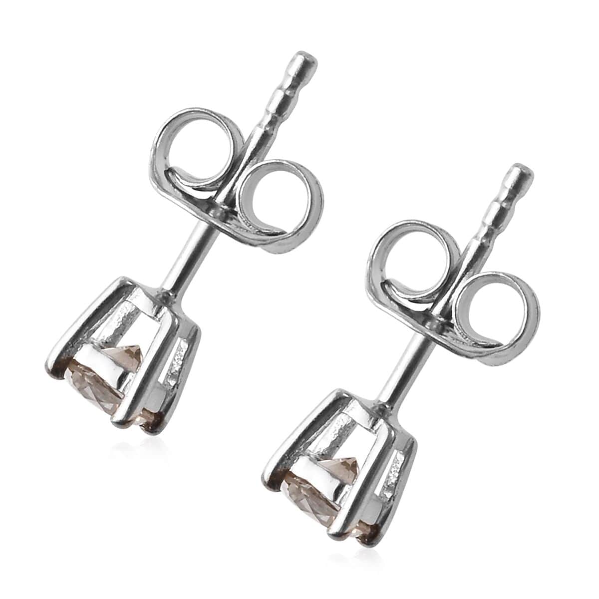 SHOP LC 925 Sterling Silver Platinum Plated Round Champagne Diamond Stud Solitaire Earrings for Women Jewelry Birthday Gifts for Women Ct 0.5 I3