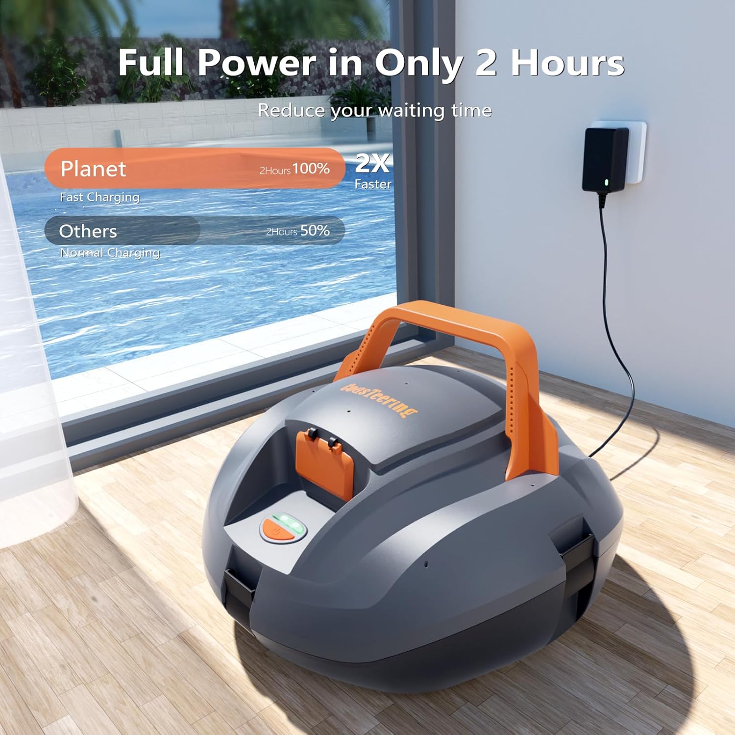 Robotic Pool Cleaner, Cordless Pool Vacuum for Above Ground Pool, Lasts up to 100Mins, Above Ground Pool Vacuum with Self-Parking Function