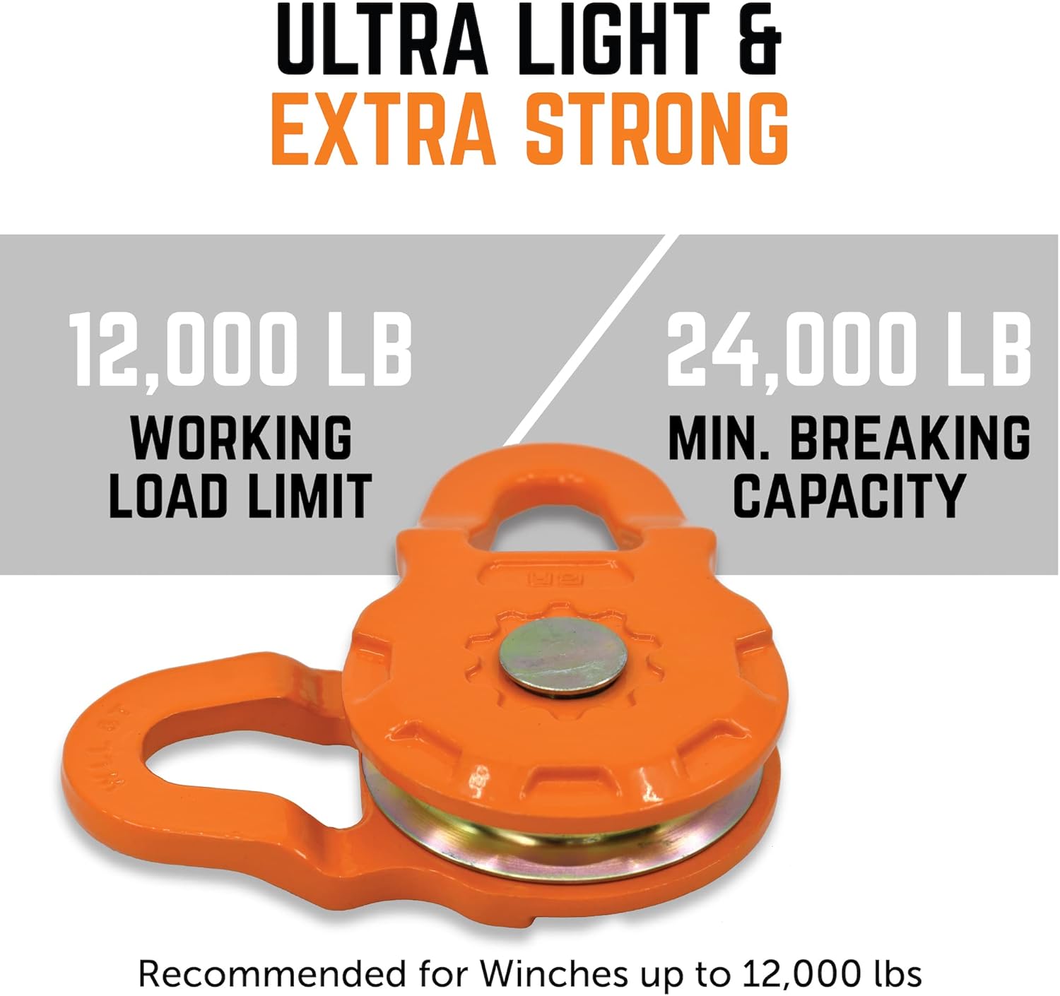 GearAmerica Smart Snatch Block – 24,000 lbs Minimum Breaking Strength, 12