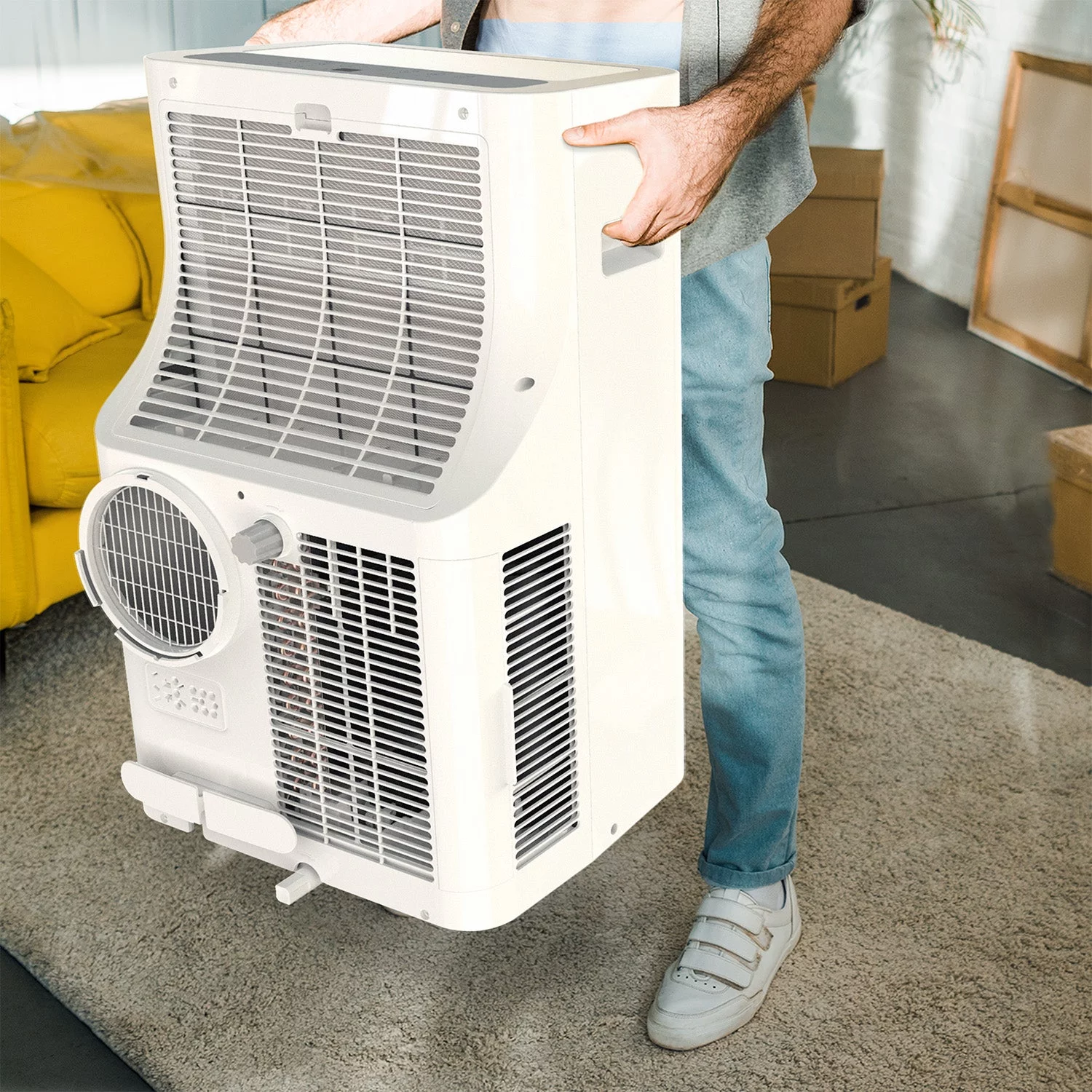 hOmelabs Portable Air Conditioner 12000 BTU - Cools Rooms up to 450 Sq. Ft. - Quiet AC Unit with Wheels