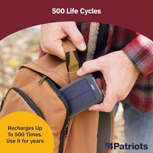 4Patriots Patriot Power Cell CX: Emergency Solar Power Bank with USB-C Fast-Charging Port - 4 Pack