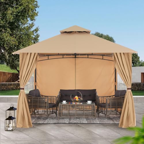 MASTERCANOPY Patio Gazebo Steel Frame Outdoor Gazebo with Windows Curtains (11x11,Dark Gray)