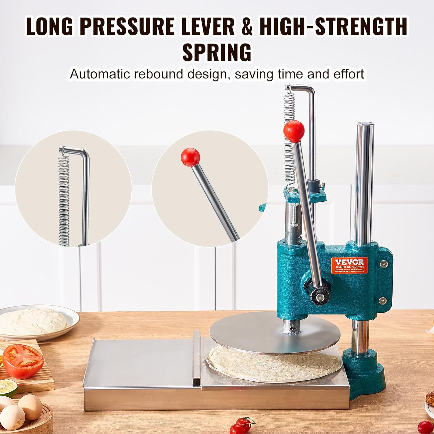 VEVOR Manual Pizza Dough Press Machine, 9.5inch/24cm Household Pizza Pastry, Stainless Steel Pizza Presser