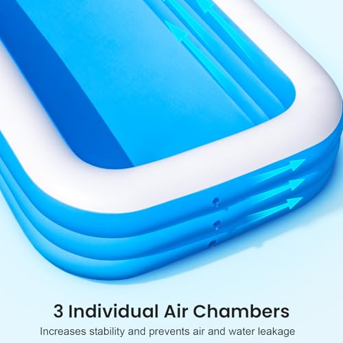 Large Inflatable Pool for Family, 165'' x 76'' x 22'' Full-Sized Blow Up Pool for Adults