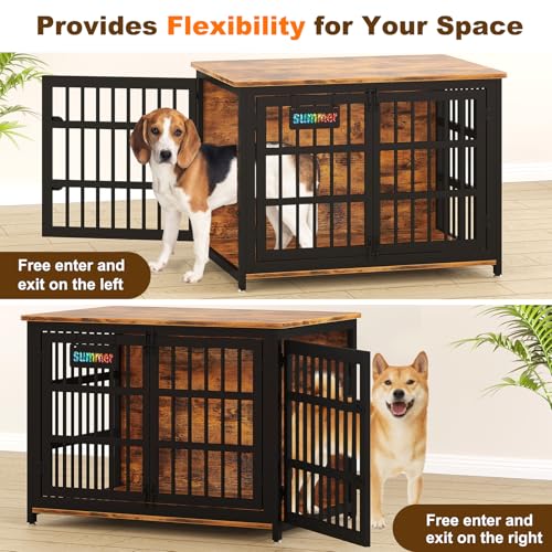 EasyCom 48"/42"/33" Dog Crate Furniture with Name Tag, Heavy Duty Dog Kennel Indoor for Large Dogs