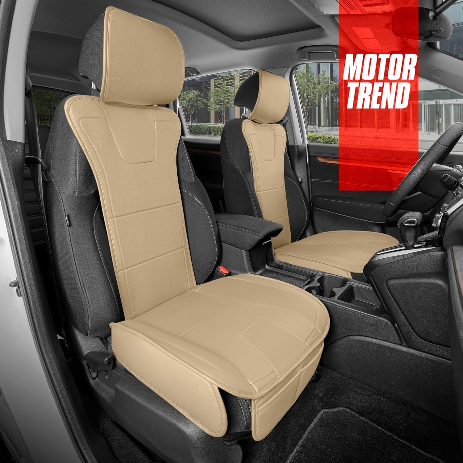 Motor Trend DuraLuxe Faux Solid Gray Leather Car Seat Cover, 1 Piece &ndash; Premium Car Seat Cushion for Front Seat