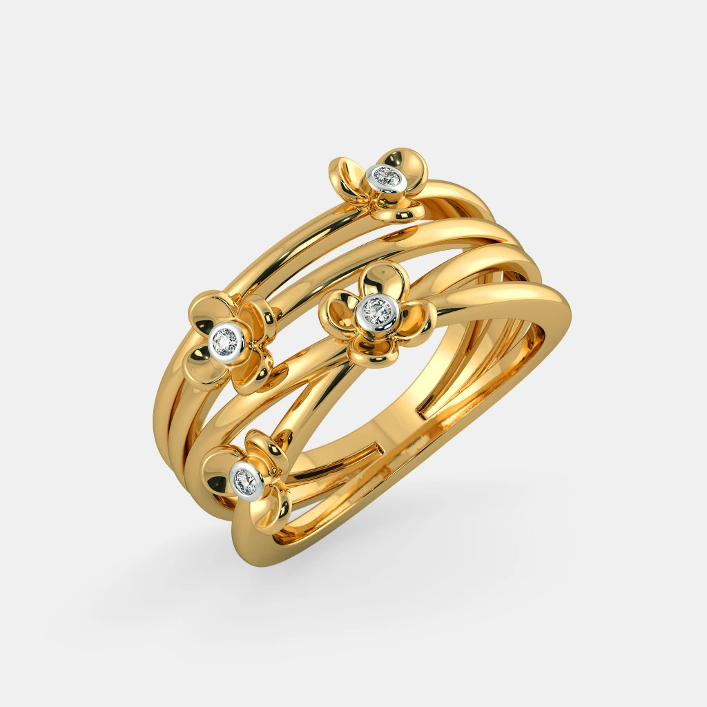 SILBERO INDIA Timeless Elegance: Ira Diamond Ring in 18Kt Yellow Gold - 0.040 Ct Diamonds, Bezel Setting (5.49g