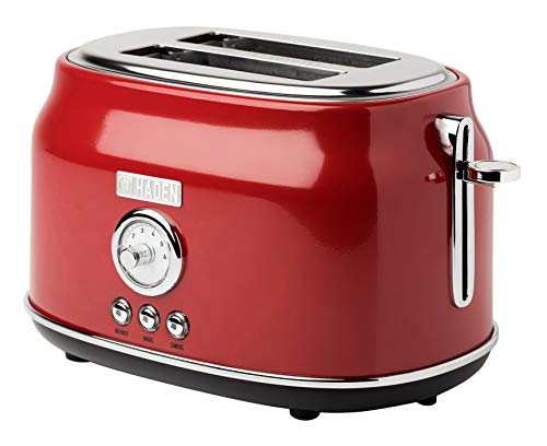 Haden Dorset 1.7 Liter Stainless Steel Countertop Electric Tea Kettle with 4 Slice Wide Slot Stainless Steel Bread Bagel Toaster, Red