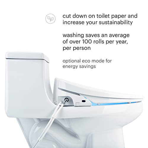 Brondell Swash 1200 Luxury Bidet Toilet Seat in White with Dual Stainless-Steel Nozzles | Endless Warm Water | Programmable User Settings |
