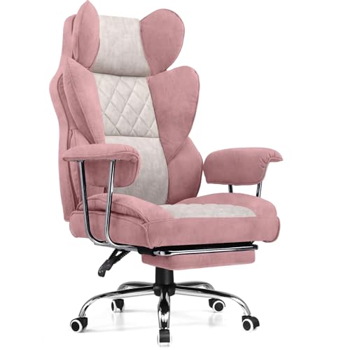 COMHOMA Big and Tall Office Chair, High Back Leather Gaming Chair with Footrest