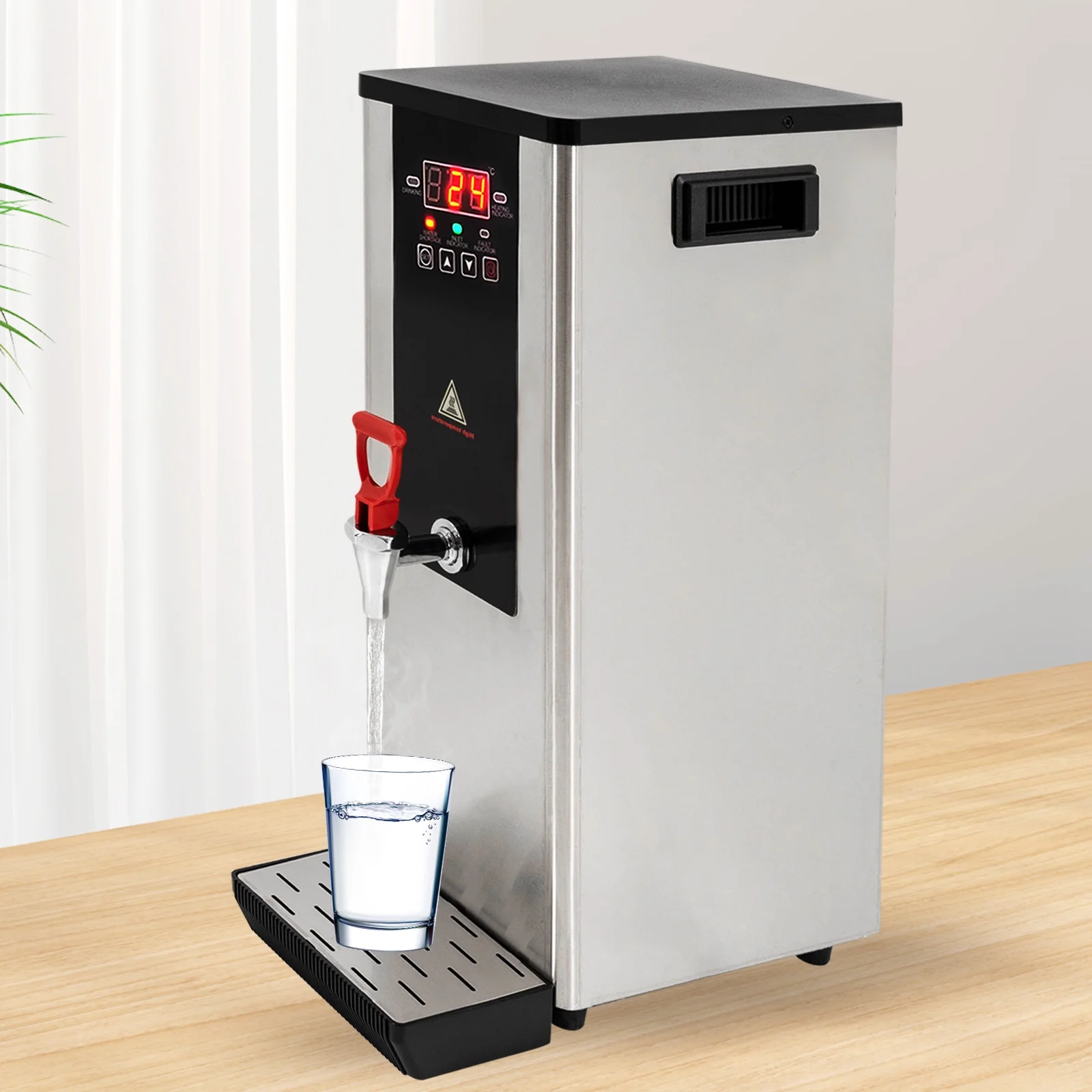 Commercial Hot Water Dispenser, 2.4KW Electric Water Boiler Dispenser 10L Full-Automatic Boiling Water Machine with LCD Display for Tea Coffee Shop
