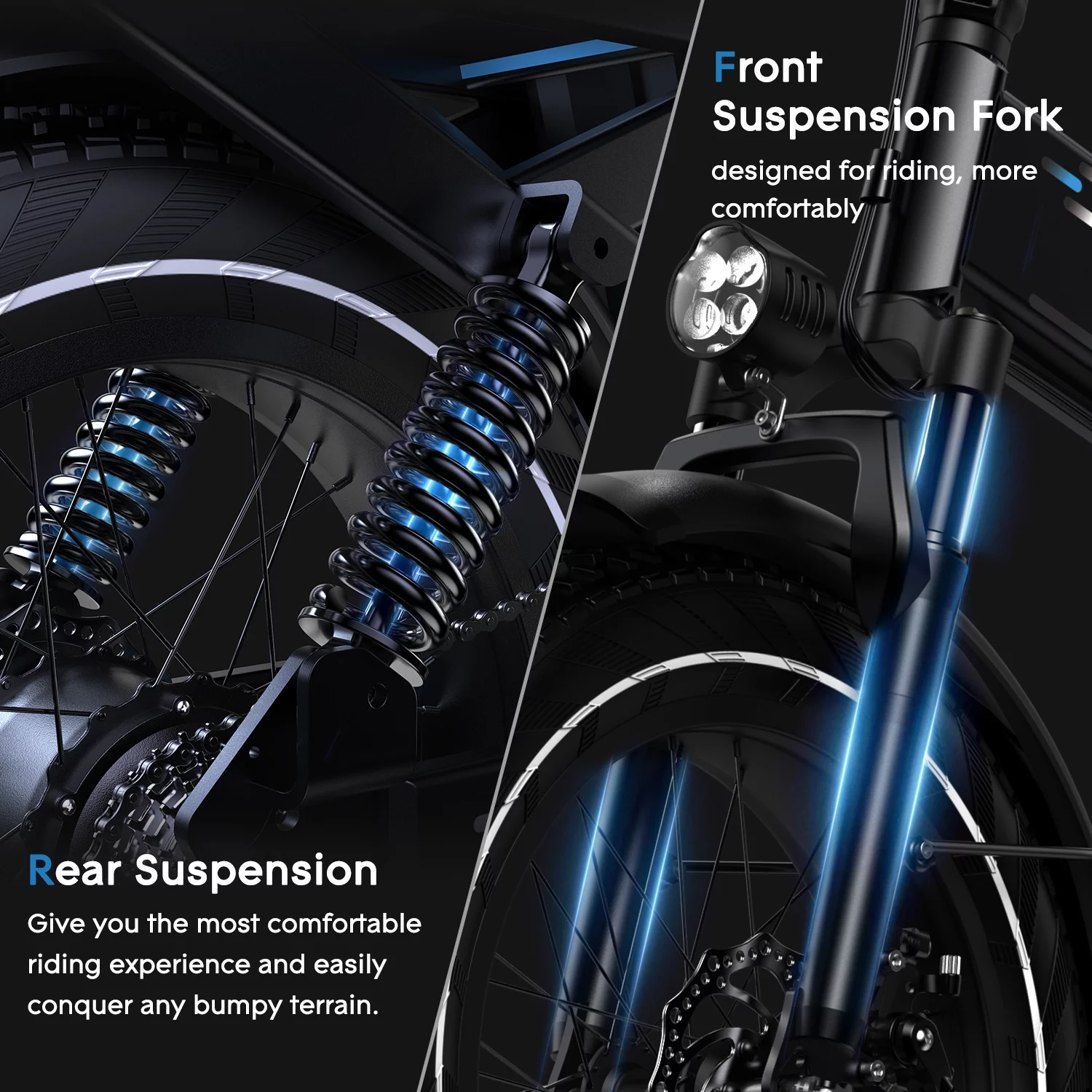 G-Force T7 20 x 4 Fat Tire Electric Bike for Adults, 750W E-Bike with 48V 60Ah Battery, Foldable E Bike, Beach Mountain Snow Electric Bicycle
