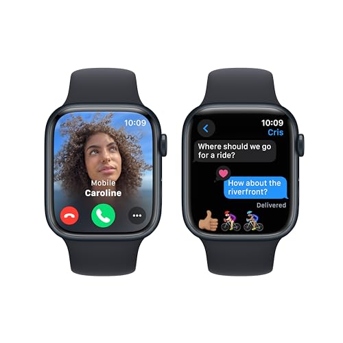 Apple Watch Series 9 [GPS 45mm] Midnight Aluminum Case with Midnight Sport Band, S/M (Renewed) - Radiant Selections