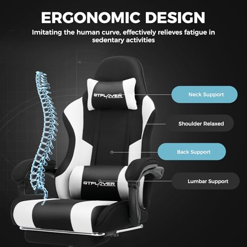 GTPLAYER Gaming Chair, Computer Chair with Footrest and Lumbar Support