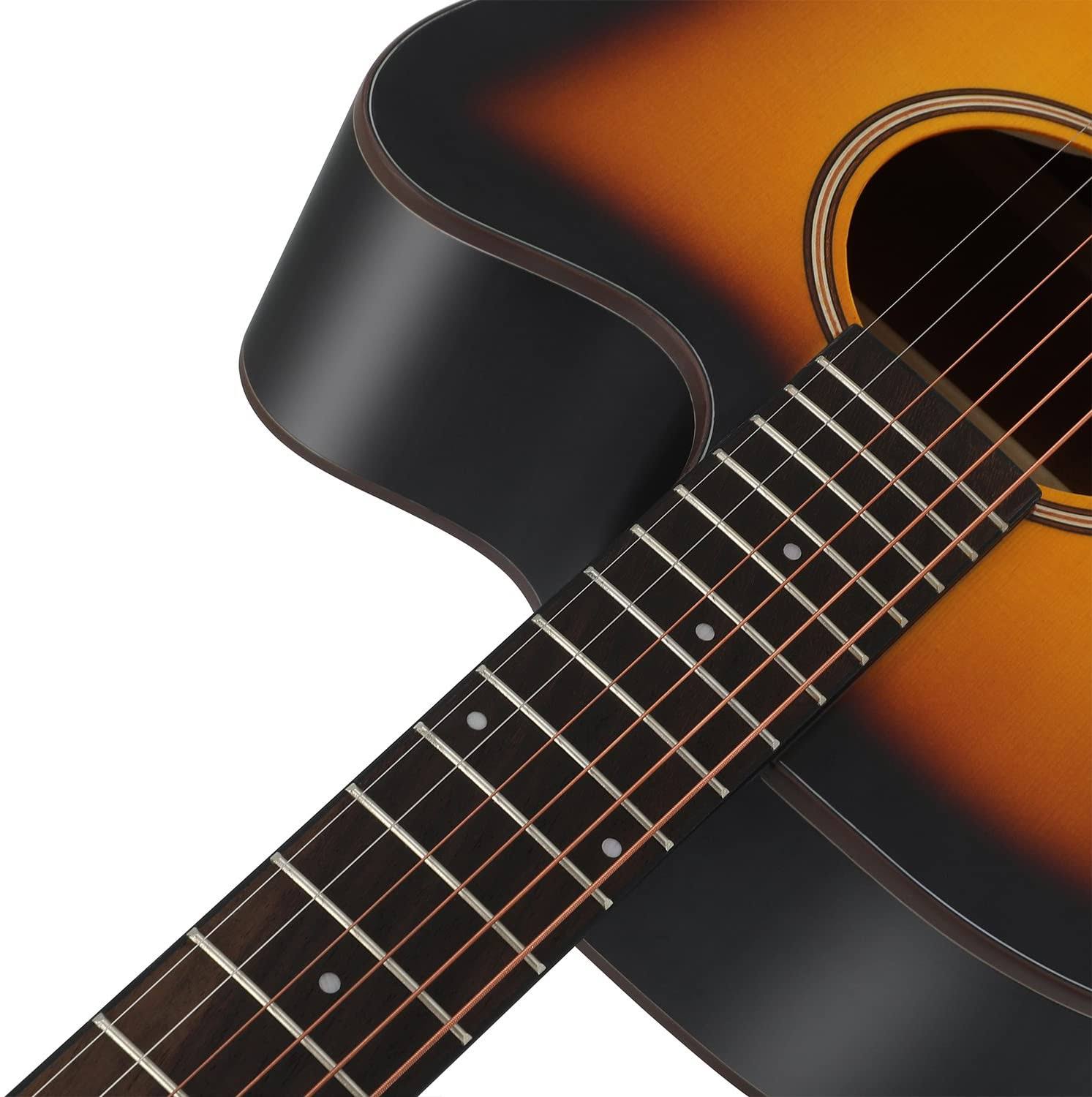 Donner DAG-1C Beginner Acoustic Guitar Full size, 41x22 Cutaway Guitar Bundle with Gig Bag Tuner Capo Picks Strap String