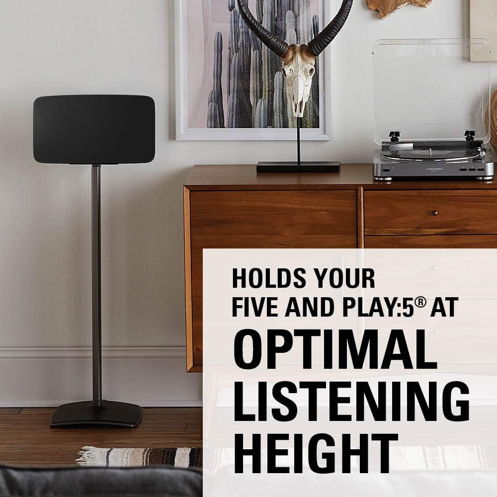 Sanus Wireless Speaker Stand for Sonos Five & Play:5 – Audio Enhancing Design for Vertical & Horizontal Orientations with Built-in Cable Management
