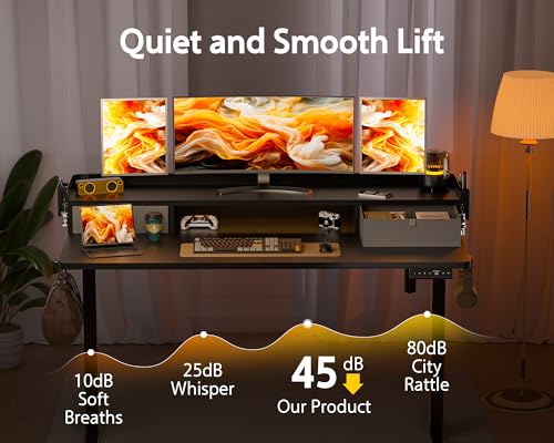 48x24 Inches Electric Standing Desk with 2 Drawers, Height Adjustable Stand up Desk for Home Office, Ergonomic Sit to Stand Table with Storage Shelf