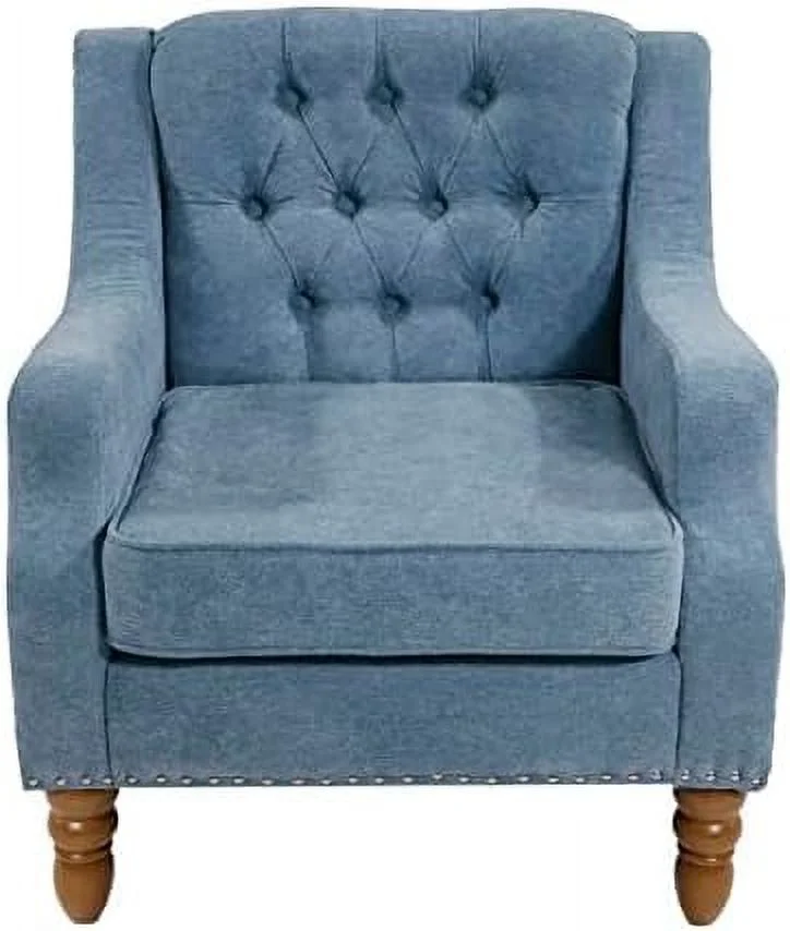 RUNFAYBIU Linen Accent Chair  Upholstered Living Room Chair  Comfy Button Tufted Arm Chair  Comfortable Sofa Chair  Mid Century Accent Chairs for