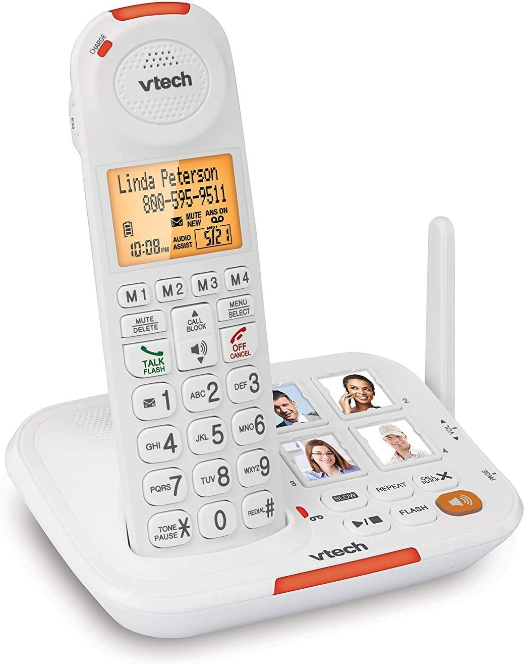 VTech SN5127 Amplified Cordless Senior Phone with Answering Machine, Call Blocking, 90dB Extra-loud Visual Ringer