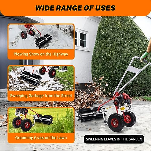 TBVECHI Walk-Behind Sweeper Outdoor Hand-Push Sweeping Sweeper Pavement Street Sweeping Cleaning Tool
