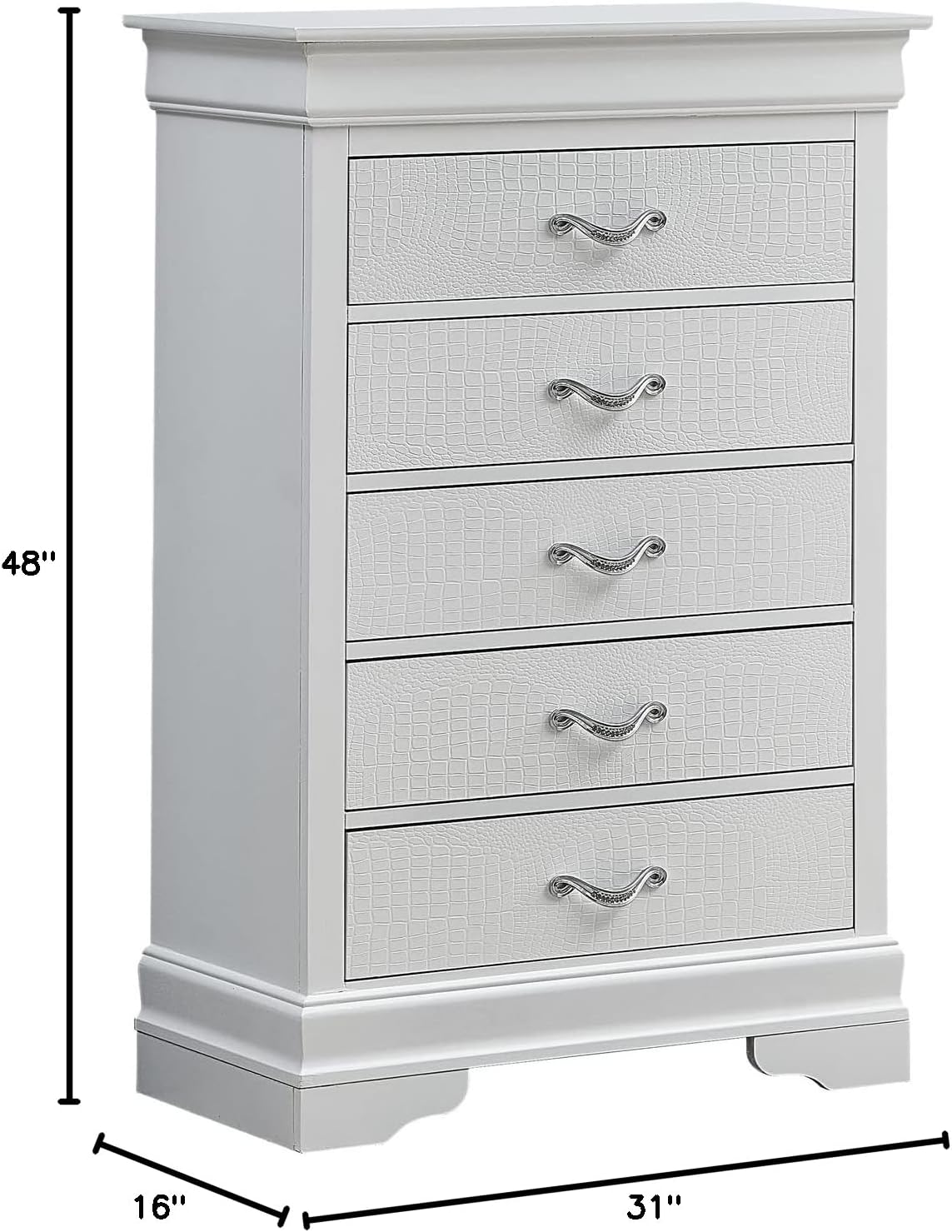 Glory Furniture Lorana 5 Drawer Chest in Pearl White