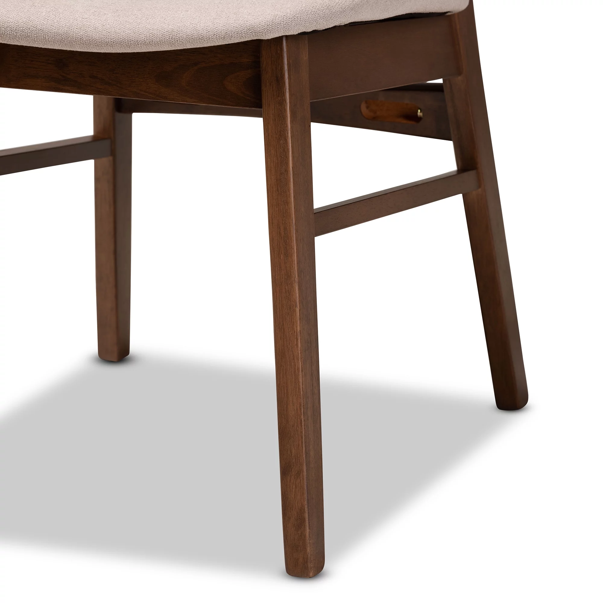 Baxton Studio Alston Mid-Century Modern Beige Fabric Upholstered and Walnut Brown Finished Wood 5-Piece Dining Set
