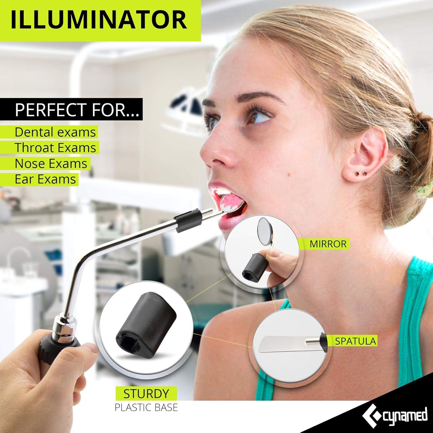 CynaMed ENT Diagnostic Kit - Ear, Nose, Throat Examination Instruments Set - Otoscope, Opthalmoscope, Earwax Remover, Nasal Dilator, Speculum