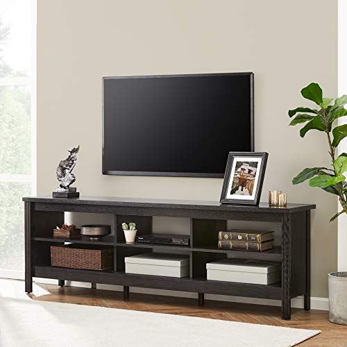 WAMPAT Farmhouse TV Stand for 75 inch TV, Wood Entertainment Center for 80 inch TV Console Table with 6 Storage Cubby for Living Room & Bedroom