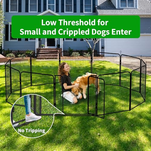 Dog Playpen Outdoor Extra Wide 12 Panels Heavy Duty Anti-Rust Coating-Strengthened Dog Fence 40" Height with Doors Portable for RV Camping Yard