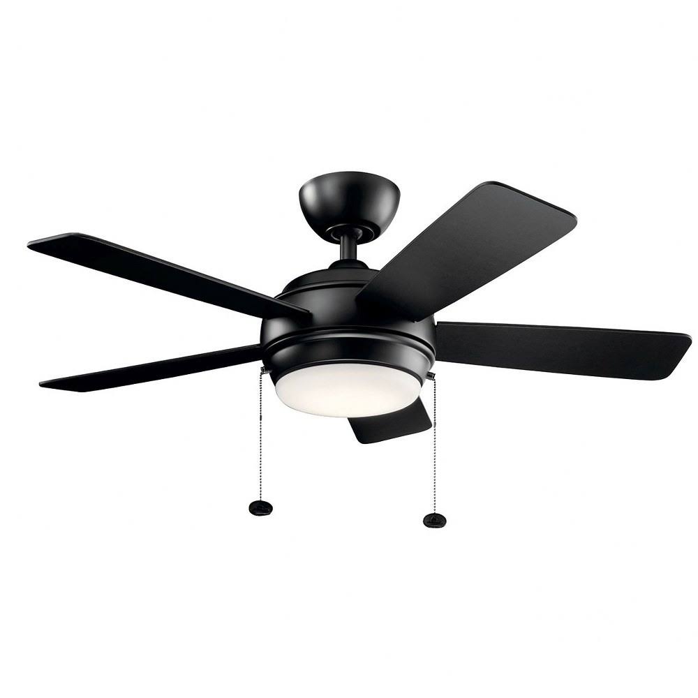 Goodwood Ridge - 42 inch Ceiling Fan with Light Kit Satin Black Finish with Black/Silver Blade Finish with Etched Cased Opal Gla
