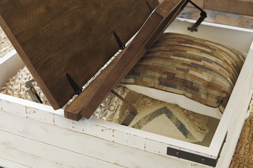 Signature Design by Ashley Valebeck Farmhouse Lift Top Coffee Table with Storage, Distressed Brown & Black Finish