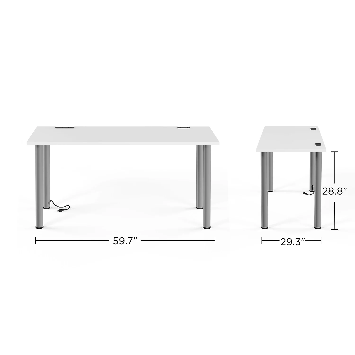 Union & Scale Essentials 60" Powered Writing Desk White (UN56971)