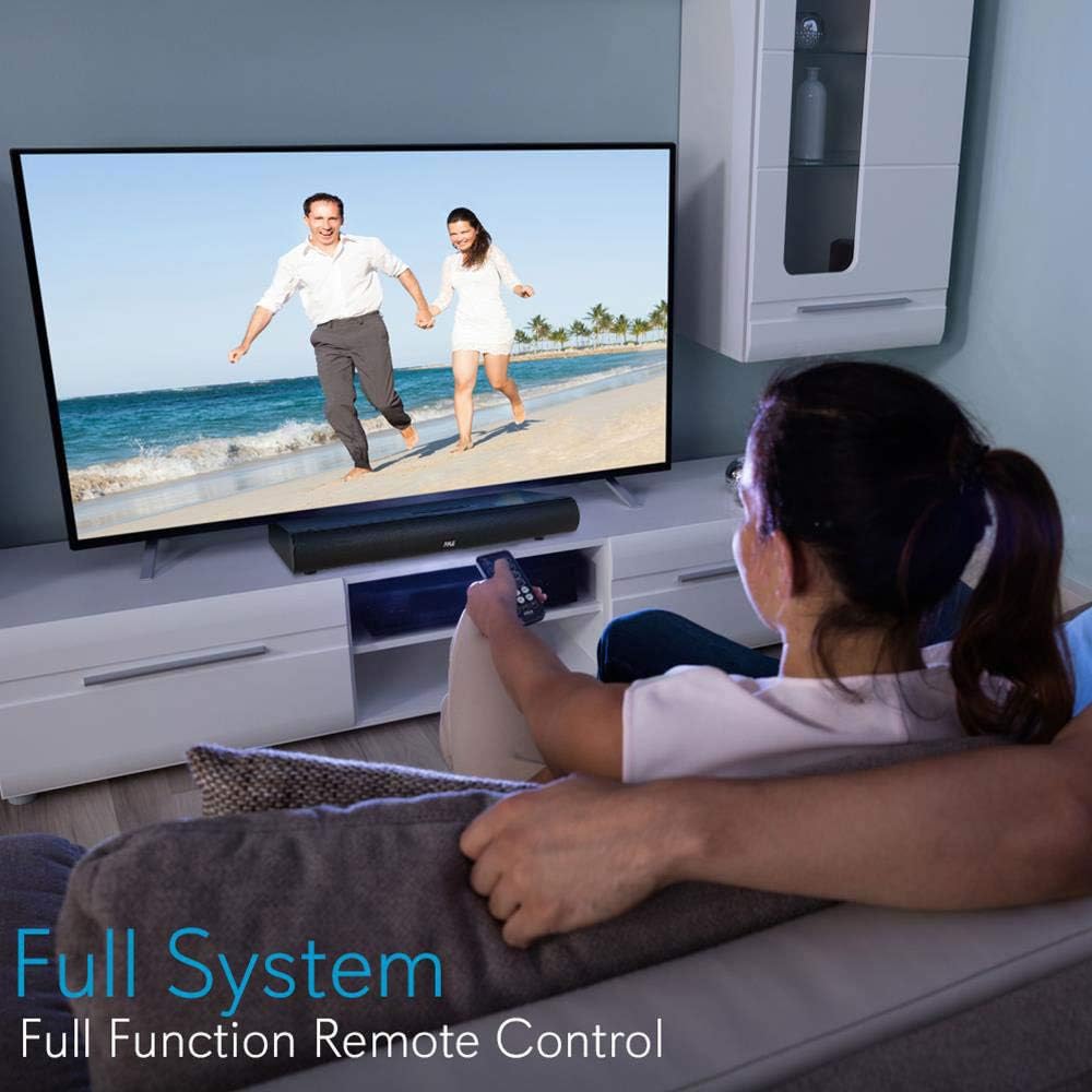 Pyle TV Soundbar Soundbase Bluetooth - Upgraded 2018 Wireless Surround Sound System for TV’s With Built-in Subwoofer, Remote Control