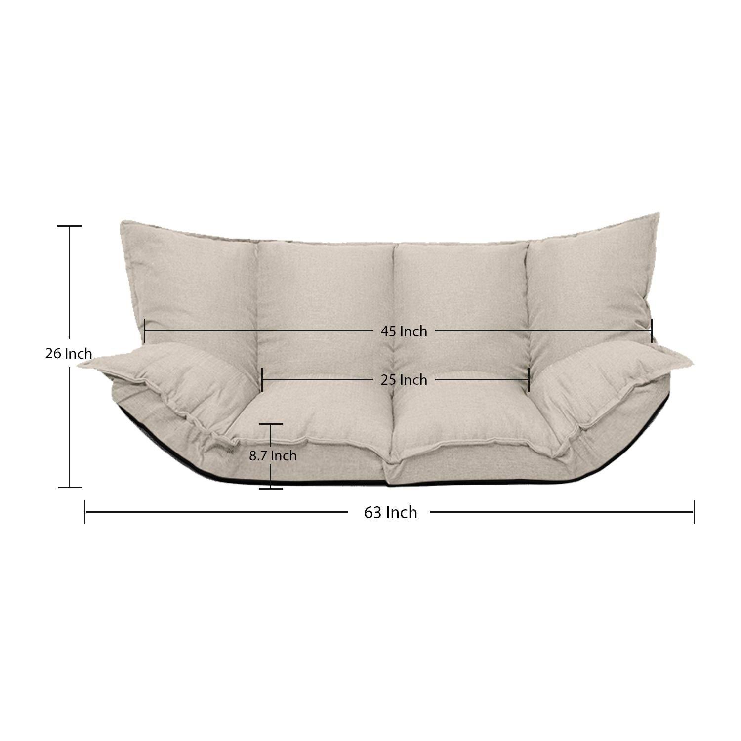 Lazy Sofa Futons Sets Adjustable Sofa TV Floor Couch Folding Sofa Bed Entertainment Beige