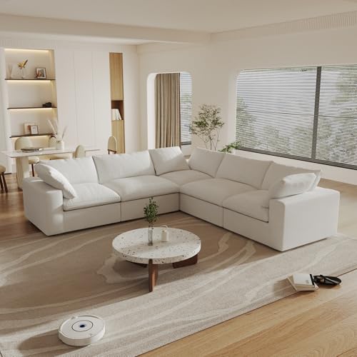 160.6" Cloud Couch Modular Sectional Sofa for Livingroom,Oversized Convertible Sofa with Storage Ottomans,6 Seat Wide Couches
