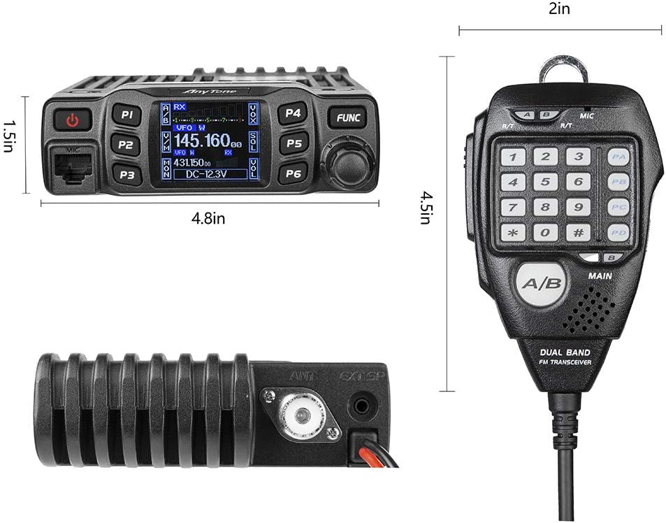 AnyTone AT-778UV Transceiver Mobile Radio Dual Band 25W VHF/UHF VOX Vehicle Car Radio w/Cable