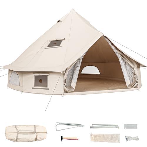 YITAHOME Canvas Bell Yurt Tents - 4 Season Waterproof Glamping Tents w/Stove Jack for Family Camping, Hunting, Parties - 13/16.4/20FT