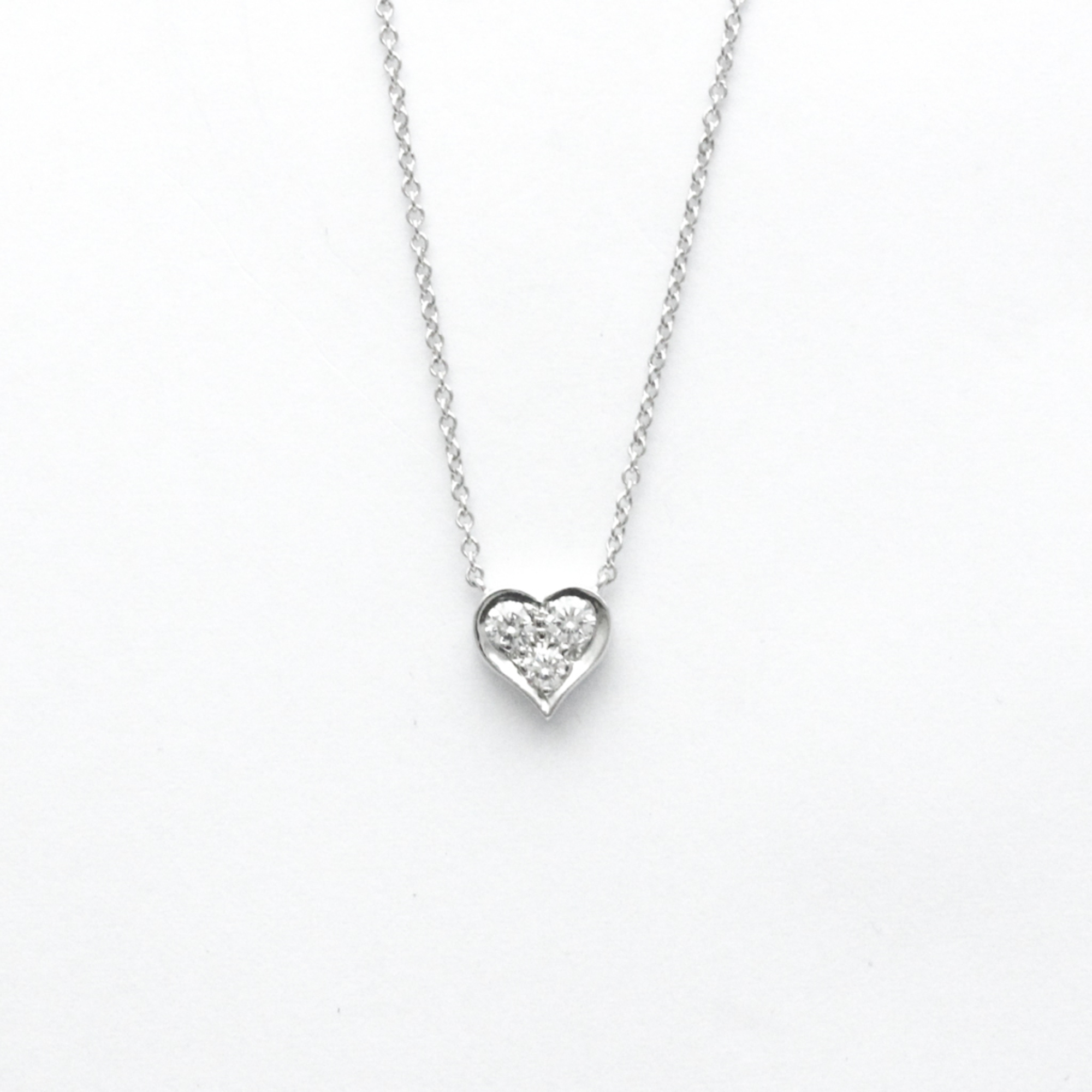 Pre-Owned Tiffany Sentimental Heart Necklace Platinum Diamond Men,Women Fashion Pendant Necklace (Silver) (Good)