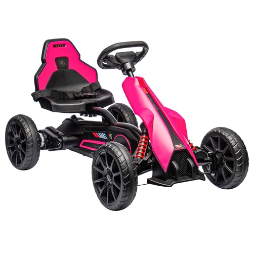 Aosom 12V Electric Go Kart for Kids, Outdoor Ride-On Toy with Forward Backward Drive & Adjustable Speed, Gift for Child 3-8 Years Old, White