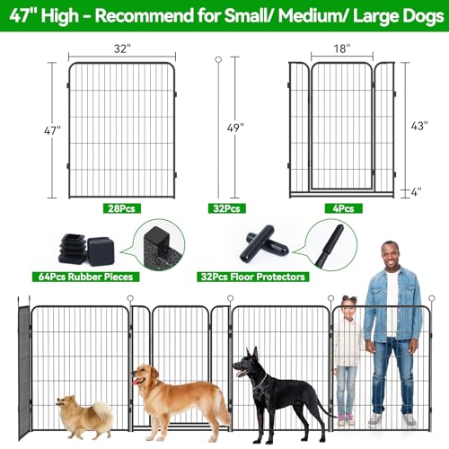 Dog Playpen Outdoor Extra Wide 12 Panels Heavy Duty Anti-Rust Coating-Strengthened Dog Fence 40" Height with Doors Portable for RV Camping Yard