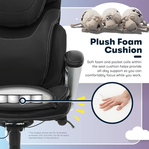 Serta Bryce Executive Office Chair, Ergonomic Computer DeskChairs with Patented AIR Lumbar Support, Comfy Body Pillows, Height Adjustable