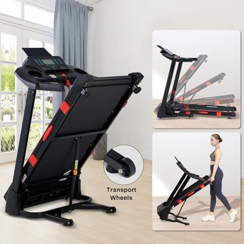 15% Auto Incline Treadmills for Home, 10 MPH Speed, 3.0 HP Foldable Treadmill, 18" Wider Belt, 36 Programs