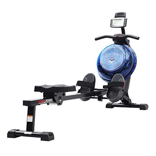 Sunny Health & Fitness Elite Water Rowing Machine with High Dynamic Resistance Vertical Tank