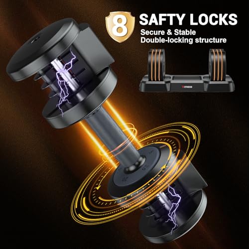 Adjustable Dumbbells Set of 2, 1-Sec Adjustable Weights Dumbbells Set, 5 in 1 Free Dumbbell with Anti-Slip Texture Handle