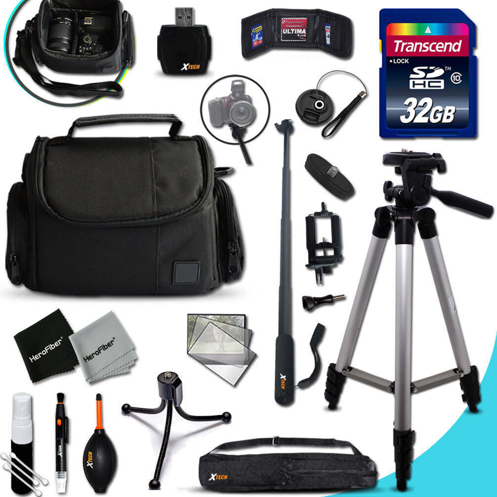 Xtech Kit for Panasonic Lumix FZ300 Ultimate w/ 32GB Memory + Case +More