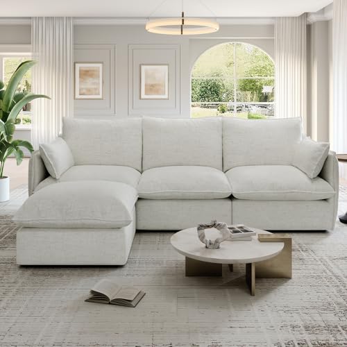 Cloud Modular Sectional Sofa, Waterproof Down Filled Sectional Sofas, High Backrest V Shaped 5 Seater Sectional Couches for Living Room