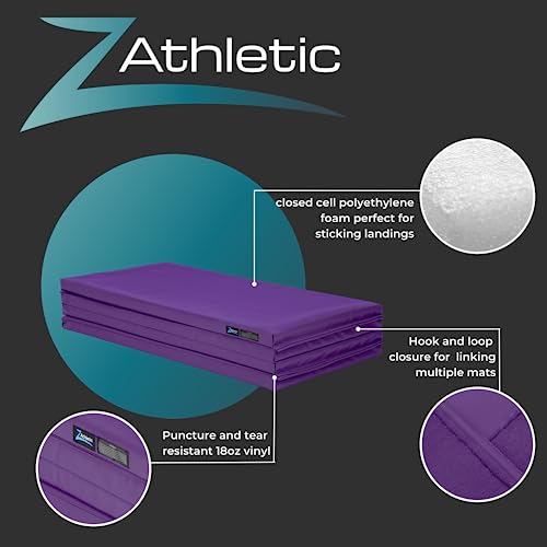 Z Athletic Folding Mat for Gymnastics and Tumbling, 4 Ft x 8 Ft x 2 In