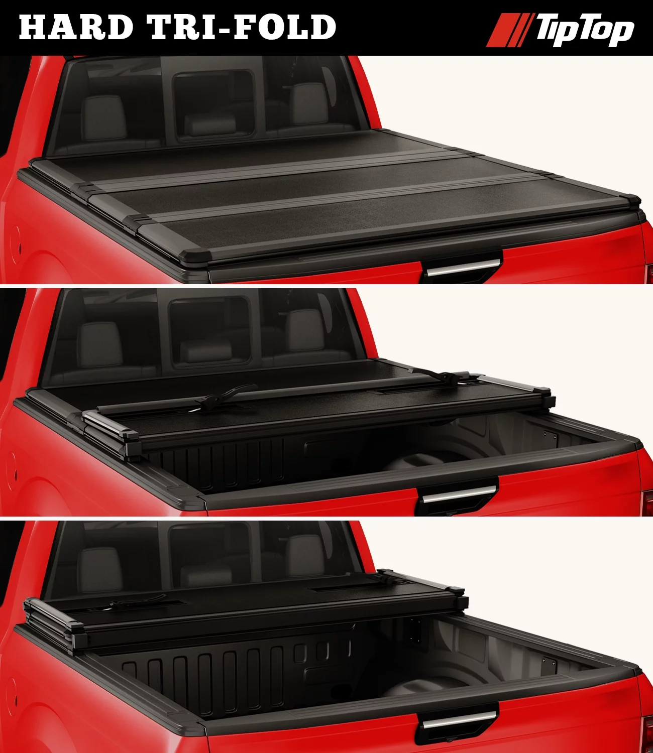 TIPTOP Tri-Fold Hard Tonneau Cover Truck Bed FRP On Top For 2005-2023 Nissan Frontier 6ft Bed (73.3") | TPM3 |For Models with or Without the