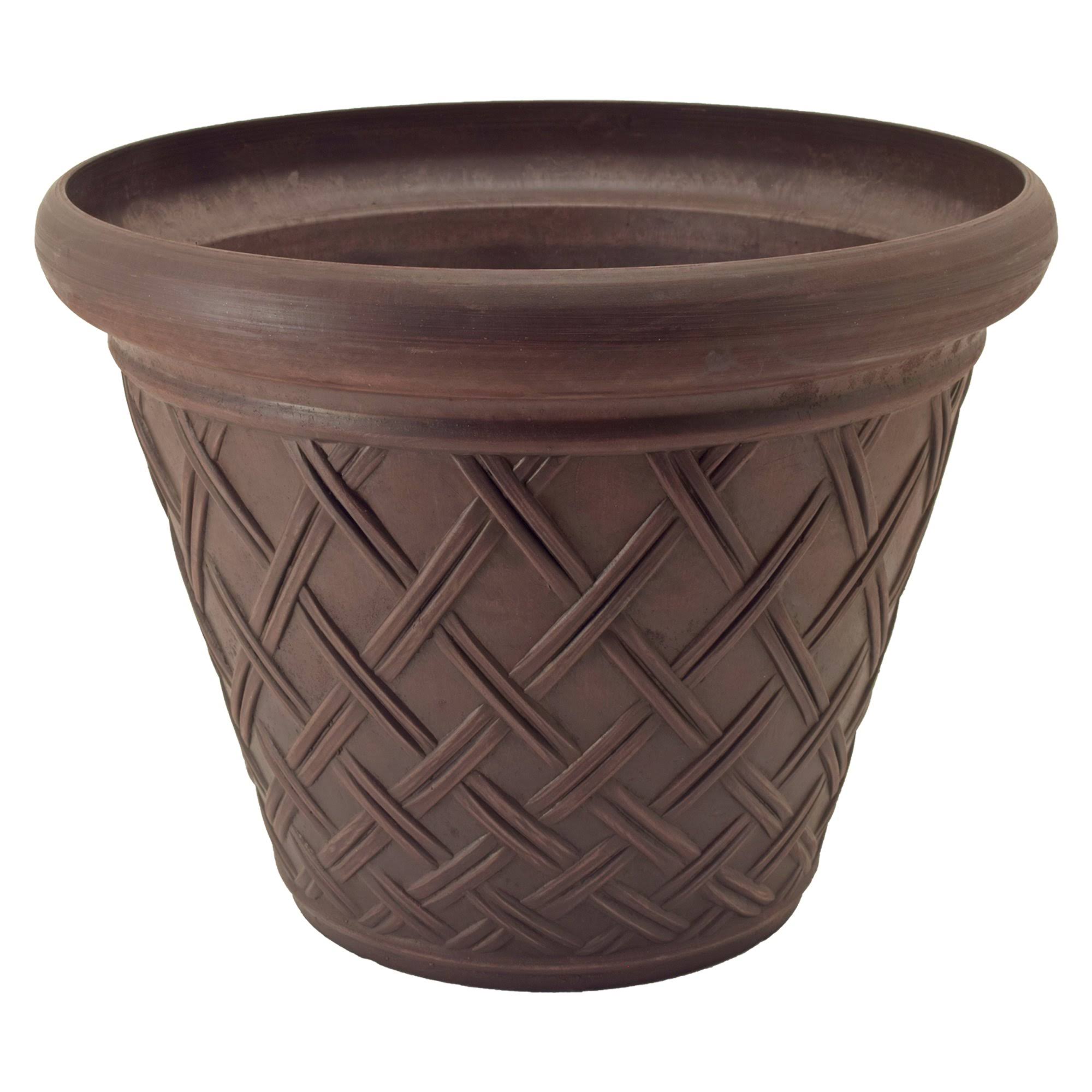 Arcadia Garden Products MB46 Basket Weave Round Pot Terra Cotta