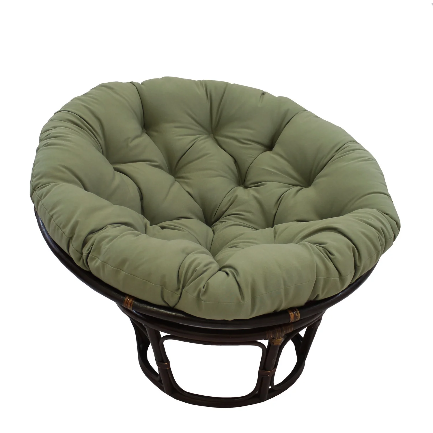 International Caravan 42-Inch Rattan Papasan Chair with Solid Twill Cushion